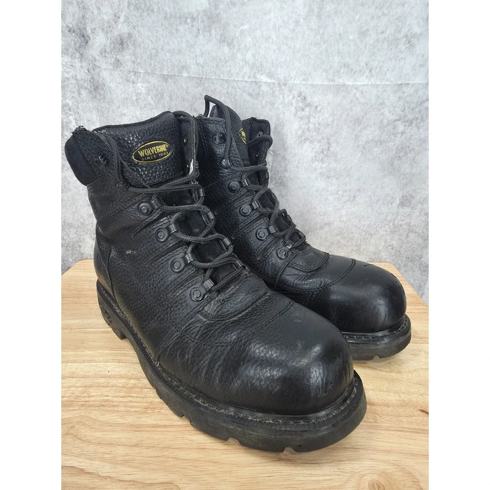 Wolverine Work Boots Mens 11 M Black Leather Steel Toe Workwear ASTM F2413-11